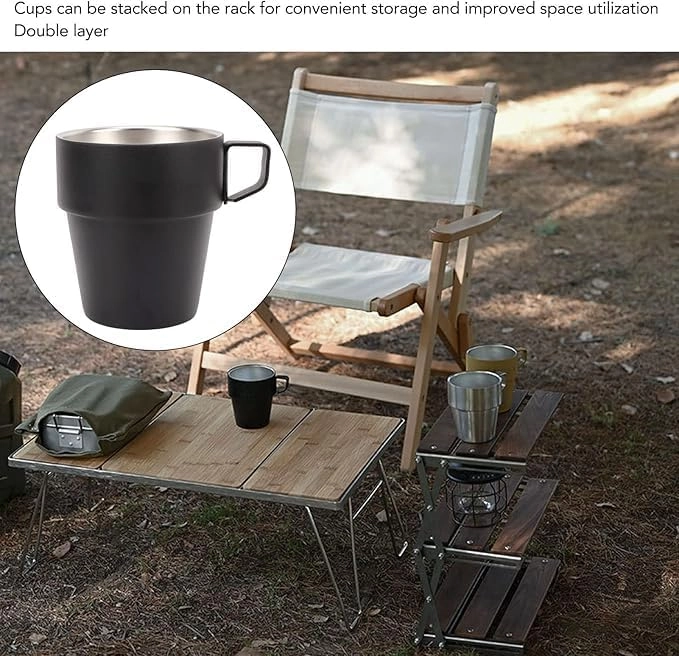 Stackable Stainless Steel Coffee Mug - 4 pcs Set