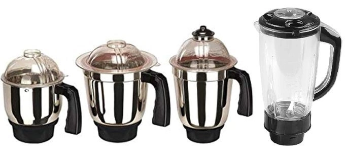 Set of 4 Mixer Jar - 3 Stainless Steel 1 Juicer