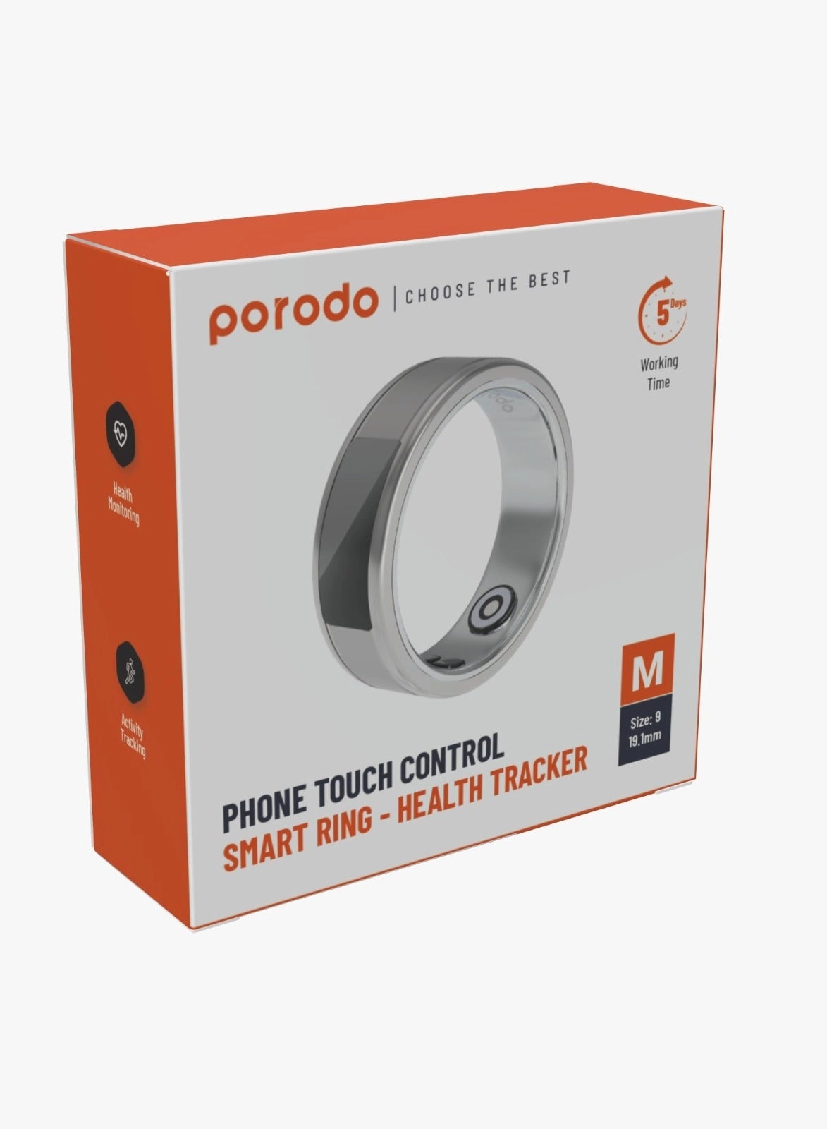 Phone Touch Control Smart Ring-Health Tracker - Heart Rate Temperature 5 Days Working Time