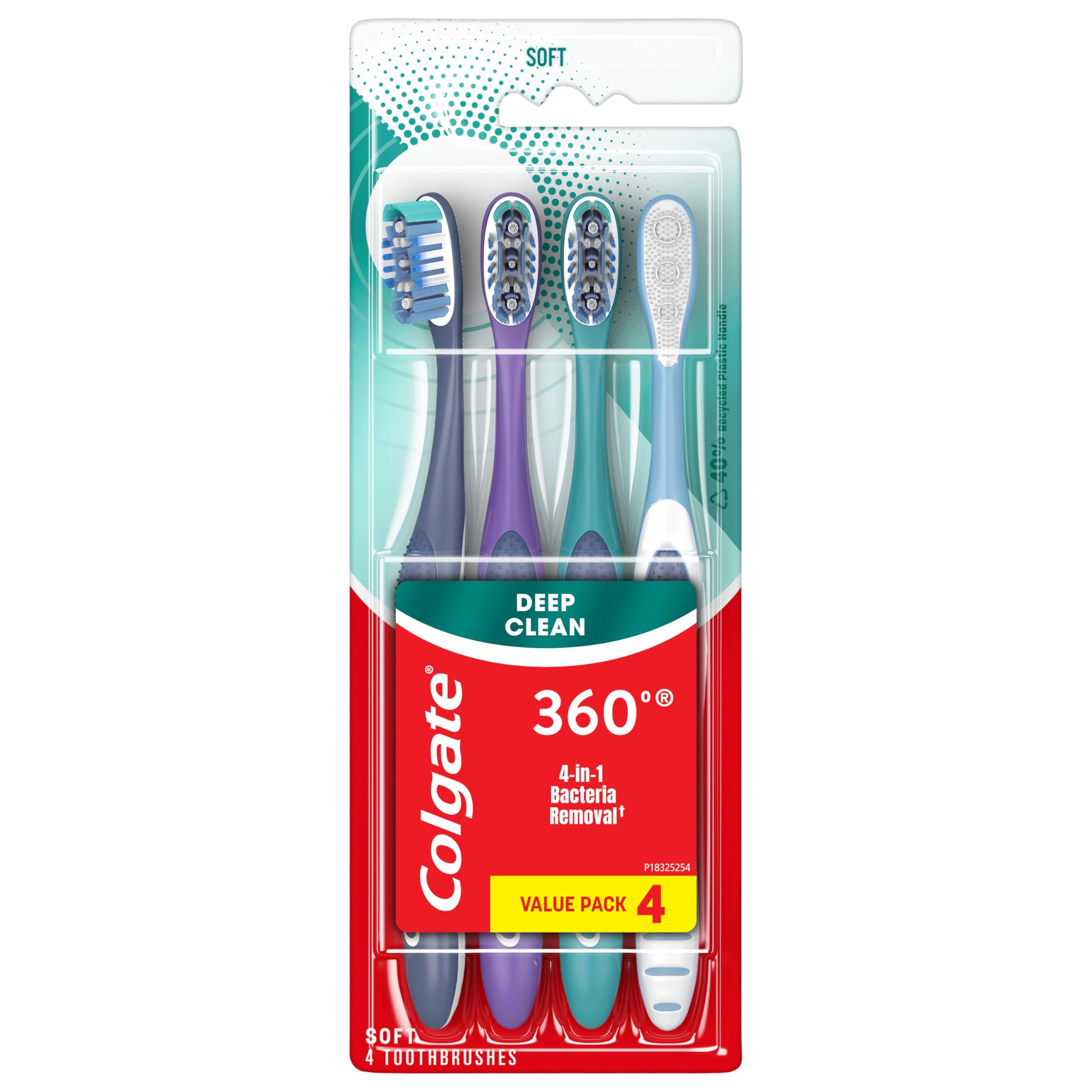 Colgate 360 Whole Mouth Clean Toothbrush - Soft 4-Piece Pack