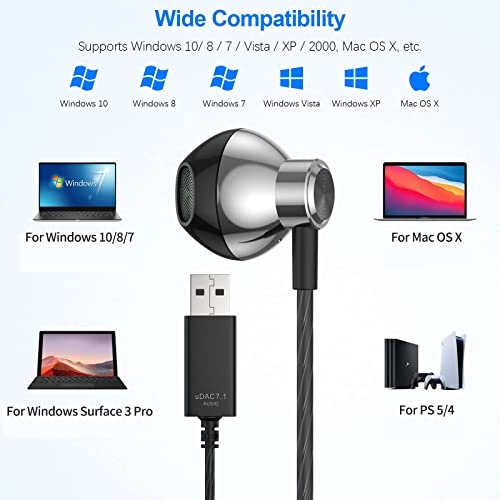 USB Computer Headphones - Wired Headset