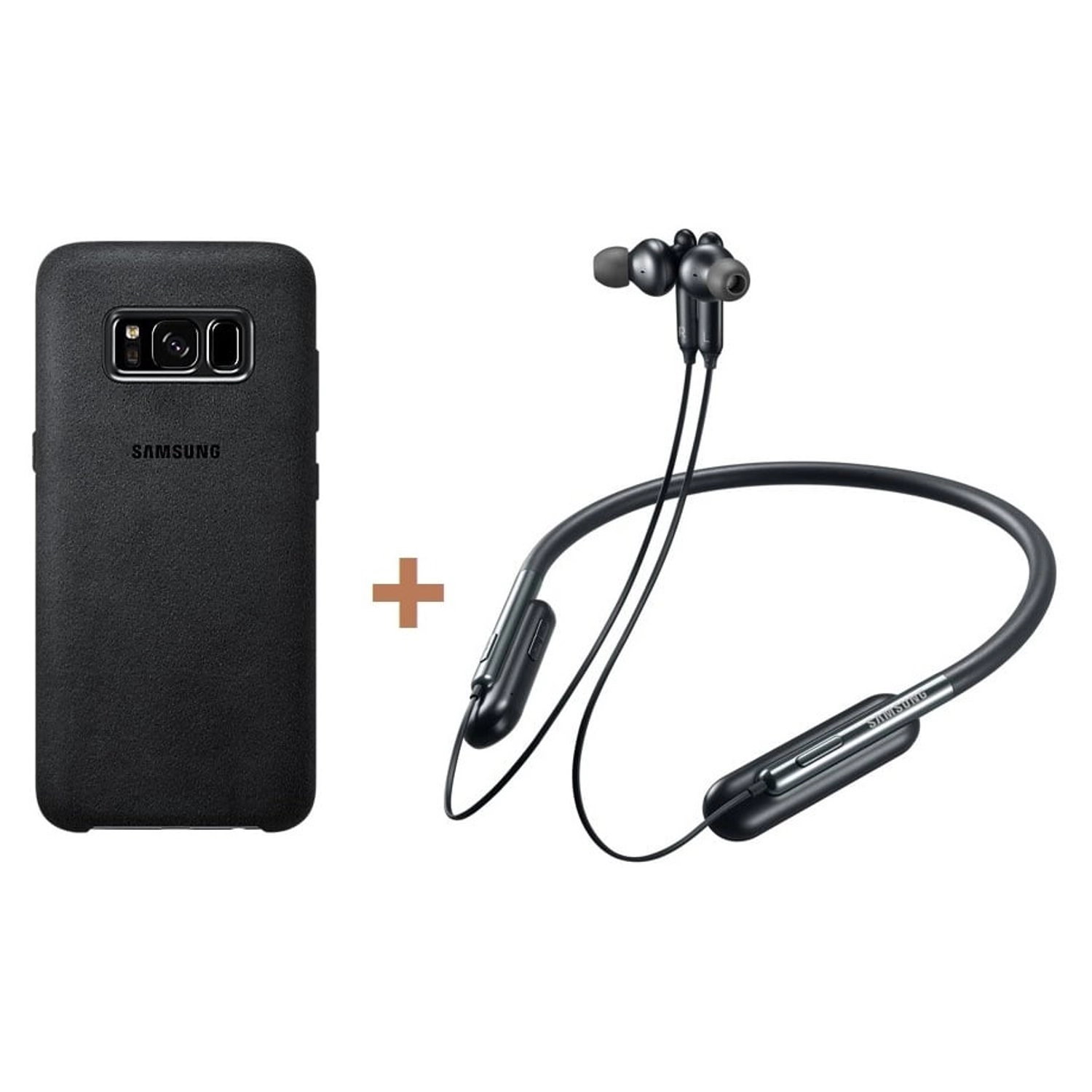 Samsung Alcantara Case - Back Case for Galaxy S8 + Level U Wireless Headphone - Gold