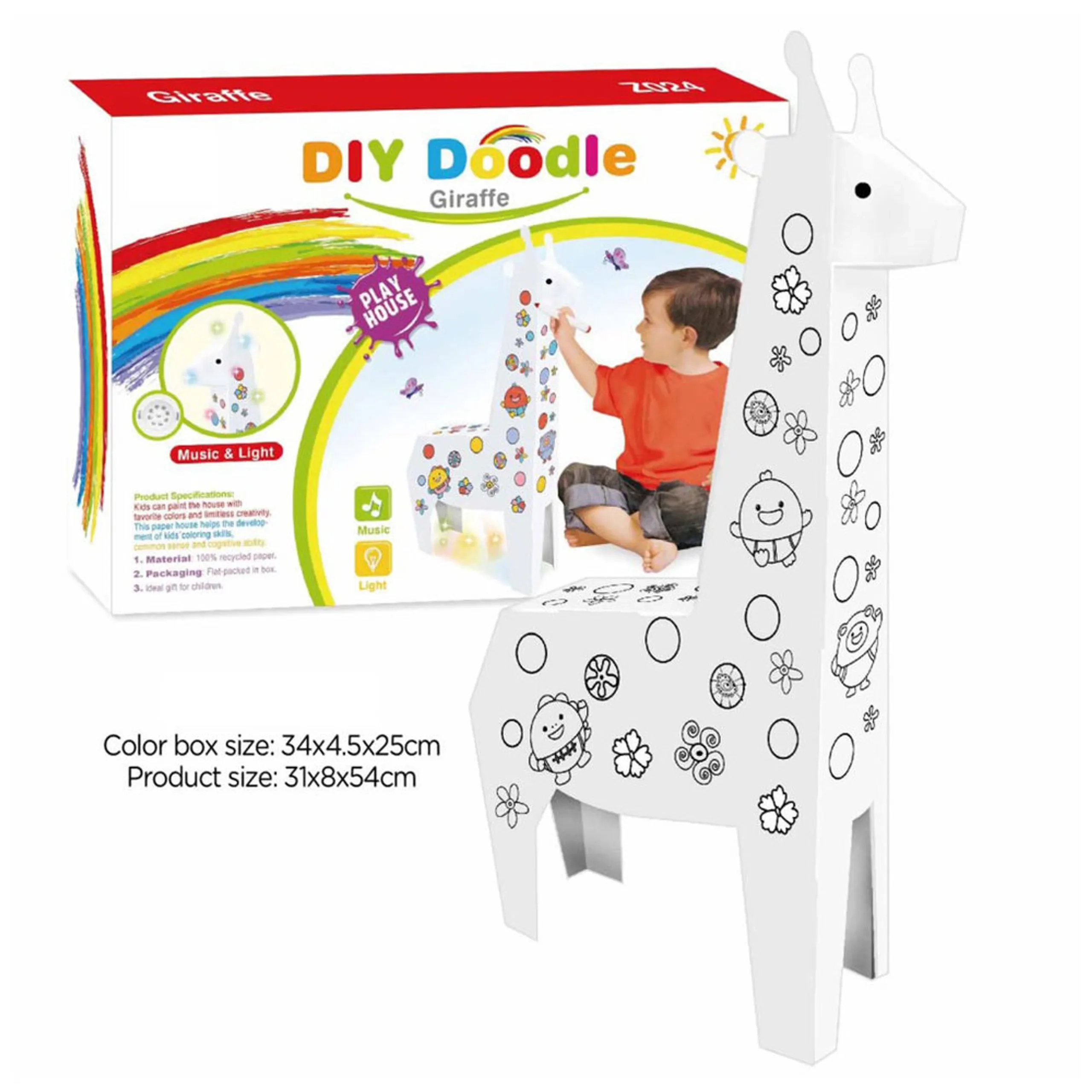 Diy Doodle Coloring Giraffe With Music And Light