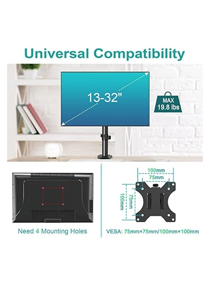 Monitor Mount Arm - Single 20 to 32 inches 75x75mm and 100x100mm