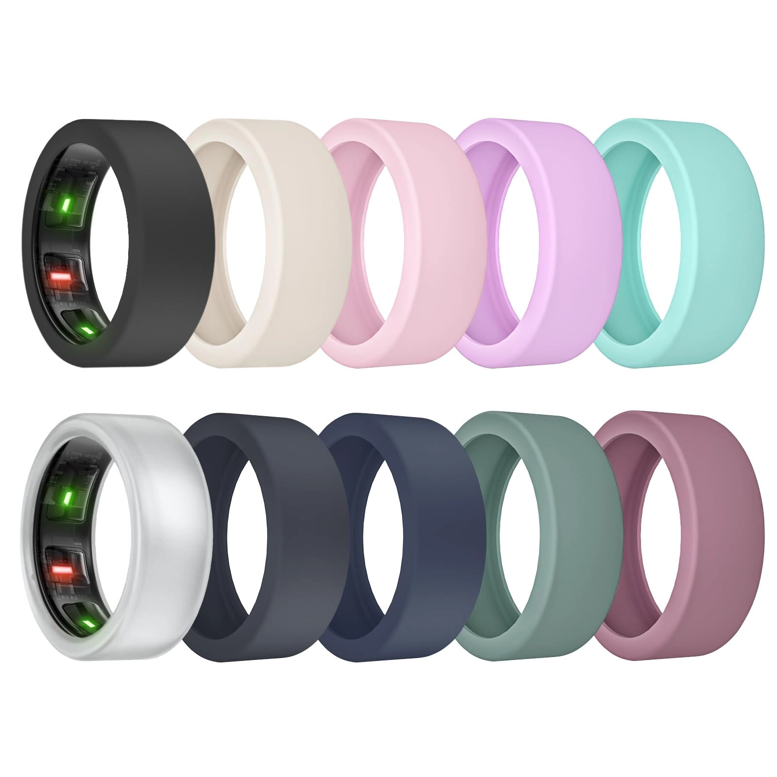 Ring Protector - 2 Teal/2 Purple/2 Pink/2 Clear/2 Rose Pink