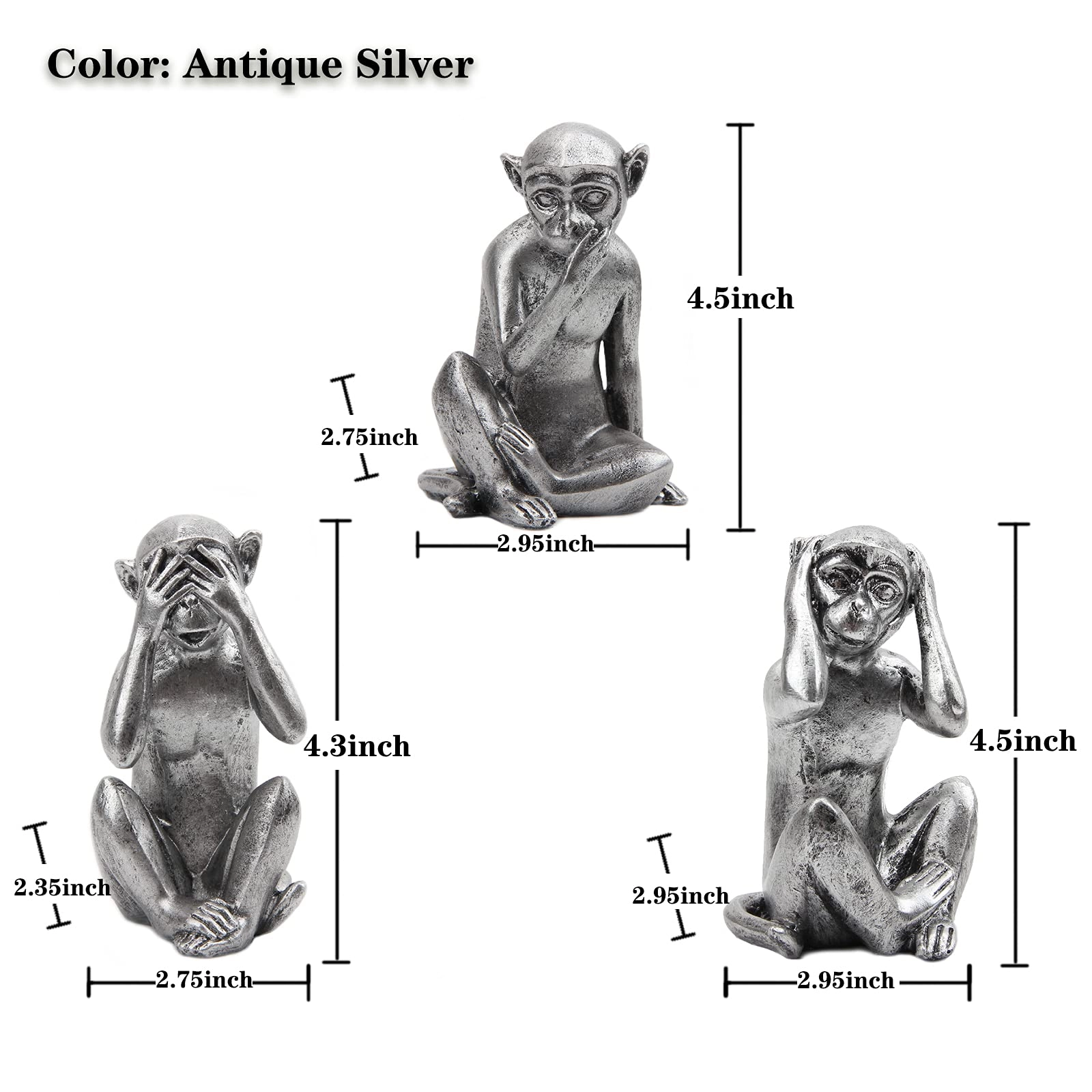 3 wise monkeys statue - Resin
