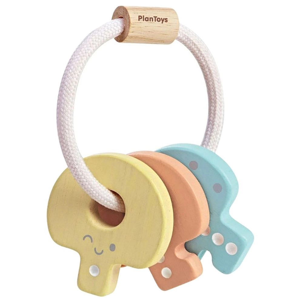 Key Rattle - 3 Months Wooden Pastel Color Collection