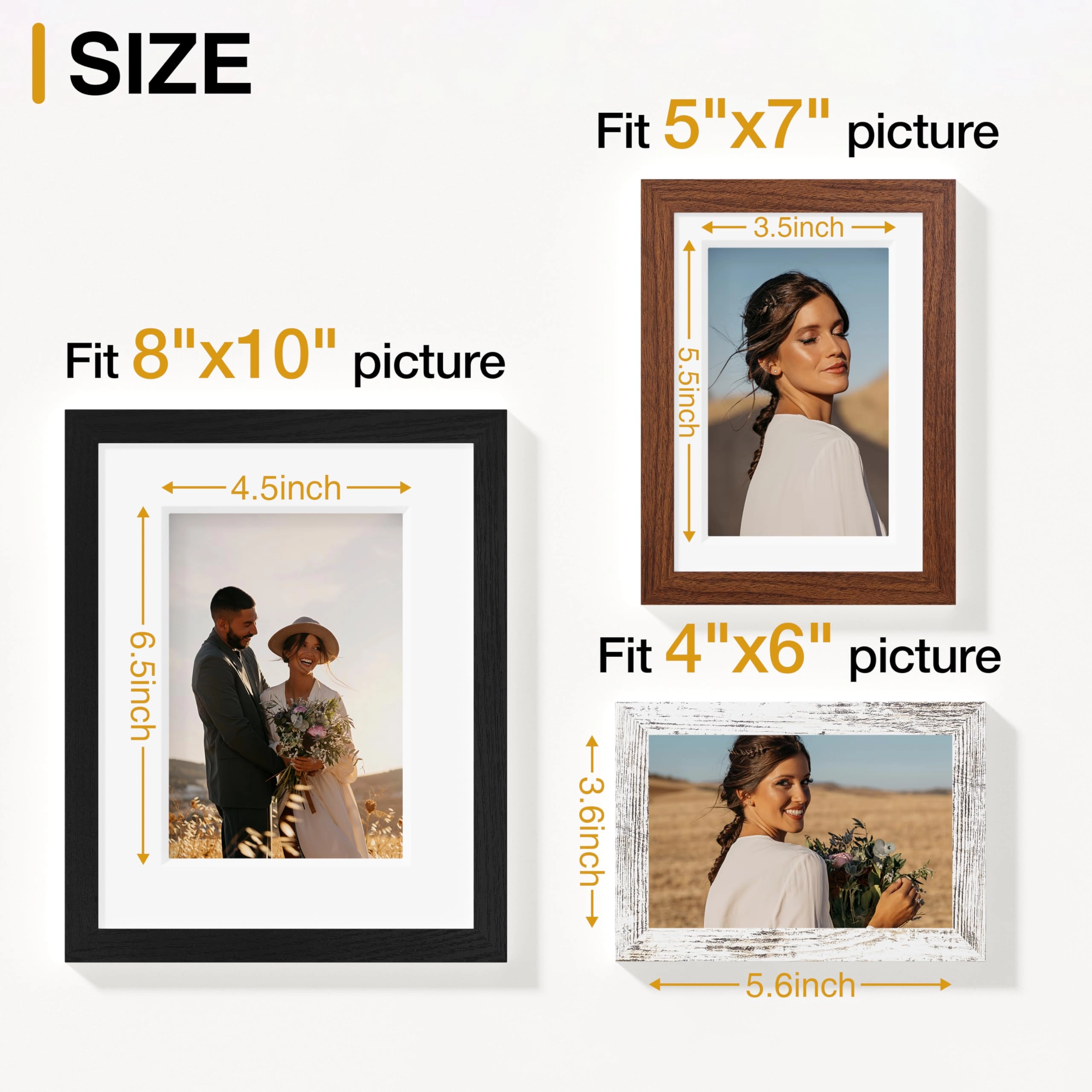 Picture Frames Set - 10 Pack Rustic Grey