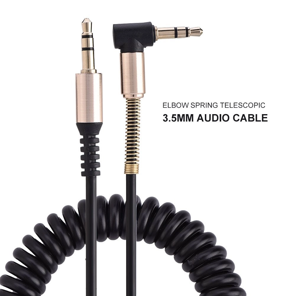 3.5mm Male to Male Spring Aux Cable - L-Shaped Retractable