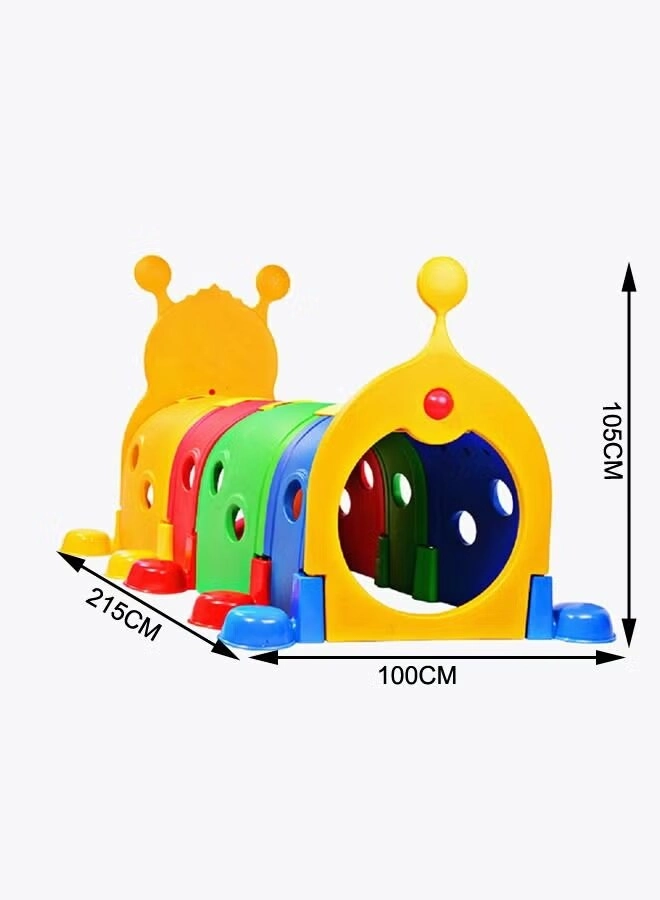 Spring Rider + Round Trampoline - 8FT + Caterpillar Tunnel + Slide and Swing Playground Set + Two Seater Seesaw
