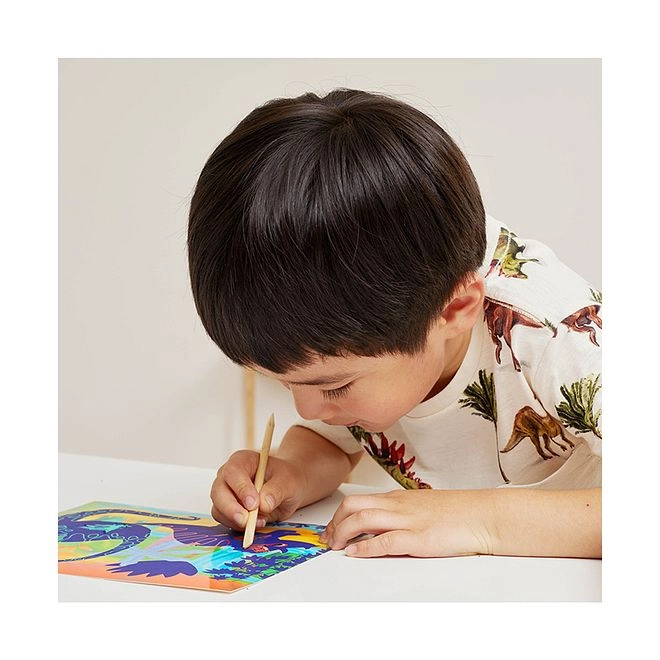 Scratch Art Kit - 5-8 years 8 cards 2 wooden etching tools