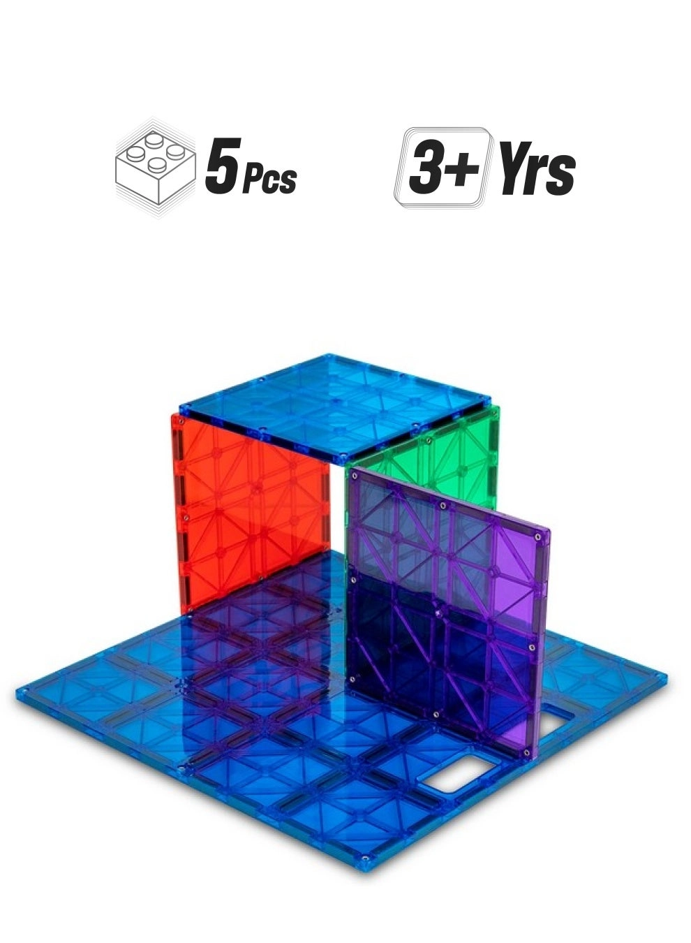 Playmags Super Durable Building Stabilizer - Set 1 12"X12" & 4 6"X6" 3+ Years Plastic