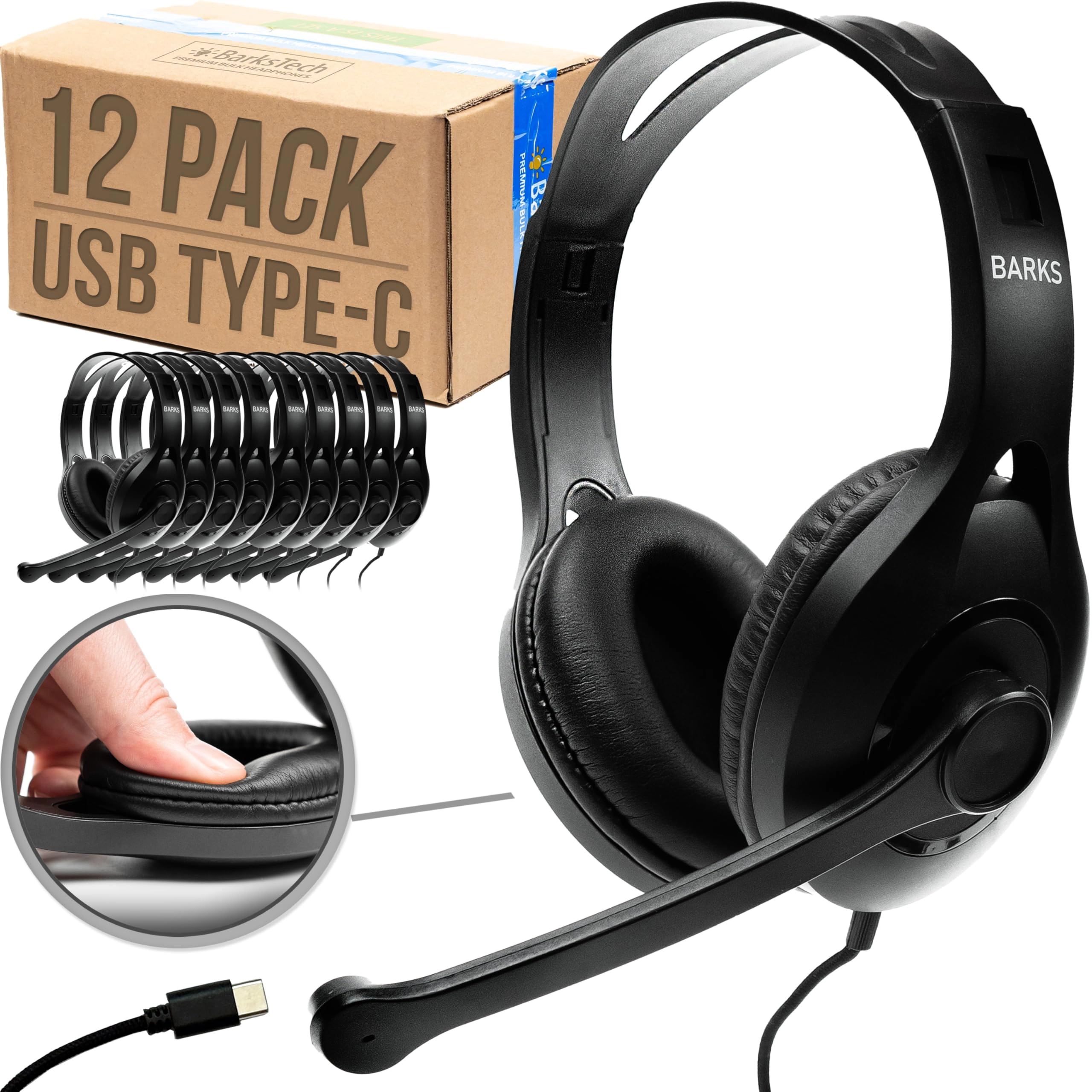 Barks USB-C Classroom Headphones with Microphone - Wired Headphone Pack