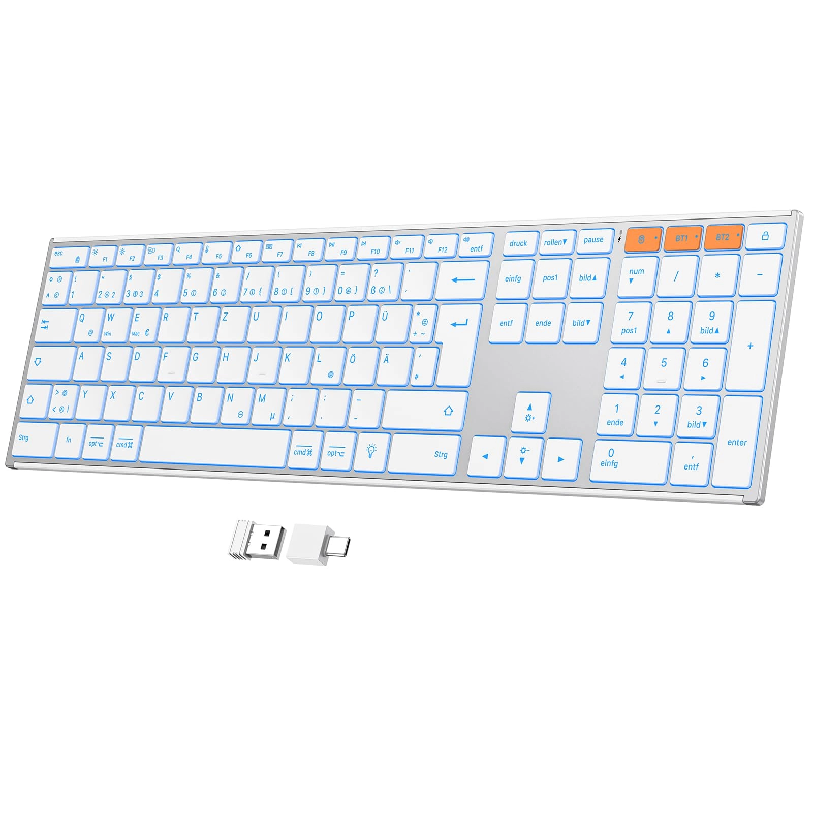 Omoton Bluetooth Keyboard - QWERTZ Bluetooth USB-A USB-C