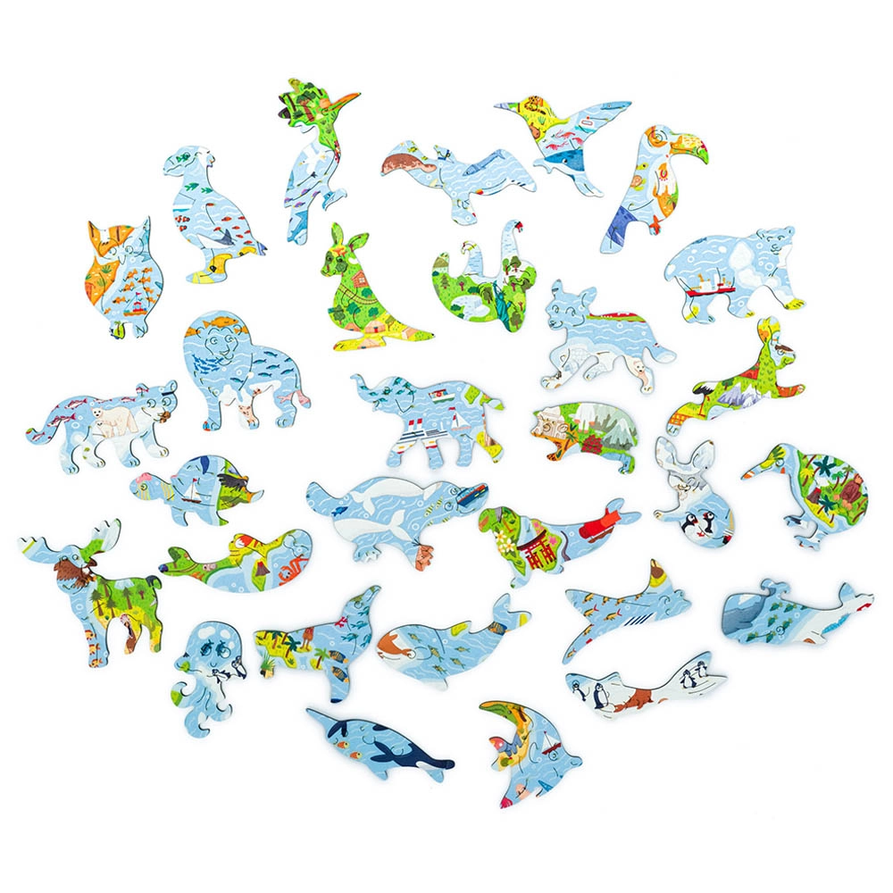 Kids World Map Wooden Puzzle (4107390-Kids_World_Map_100) - 100 pcs