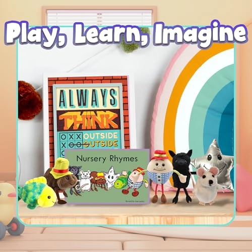 Nursery Rhymes Book - 14cm x 20cm + Finger Puppets - Character heights range from 8"" to 4""