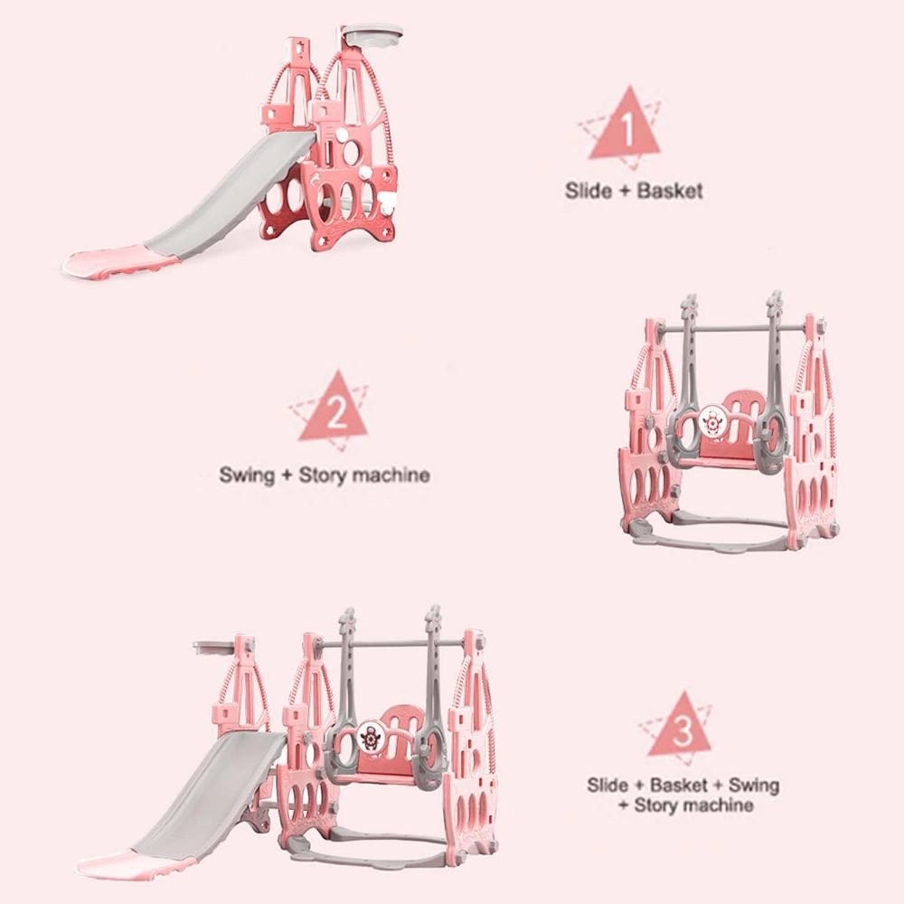 3 In 1 Swing With Slide - Pink 1-6 years