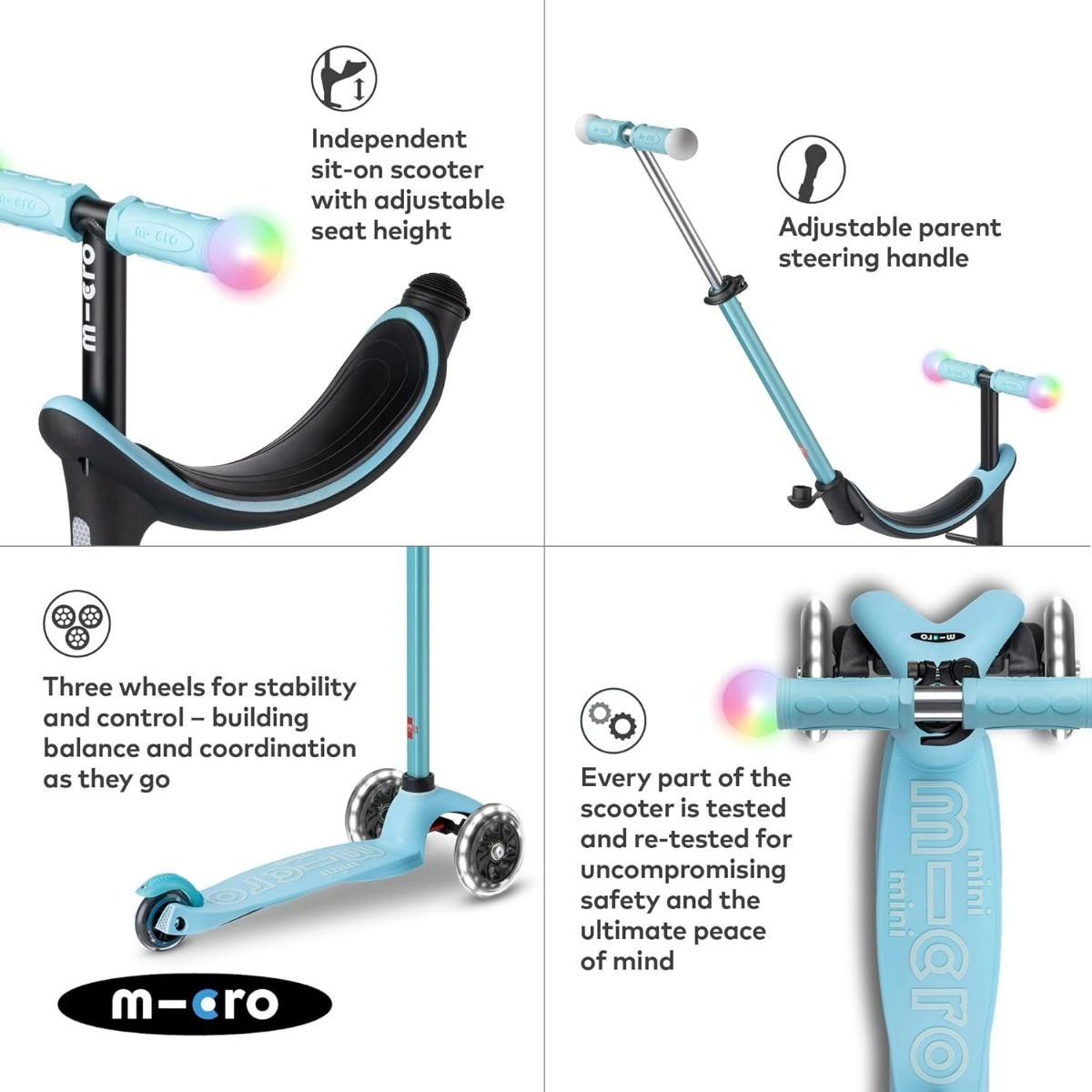 Mini 2Grow Deluxe Magic 3-Wheel Kick Scooter – 120/85mm LED