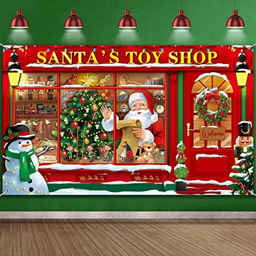 Santa's shop backdrop - 1 piece(s) Christmas
