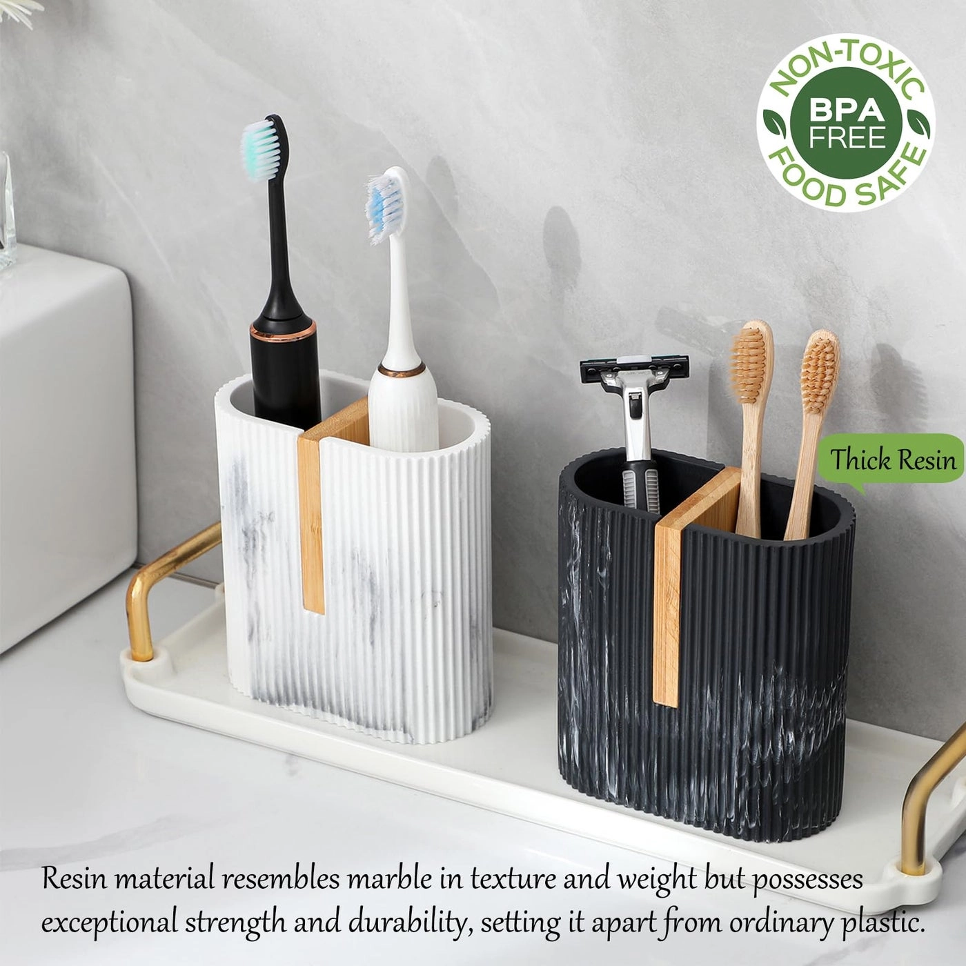 Toothbrush Holder - Matte White Bamboo