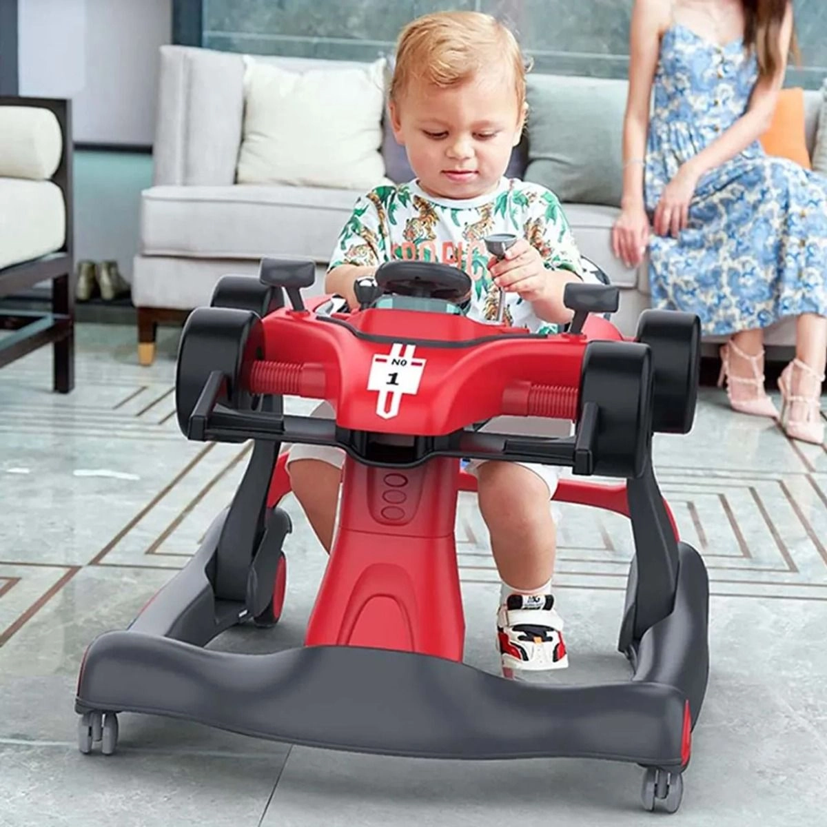 Ryan 4 In 1 Safety Baby Car Walker - Black Music and Lights