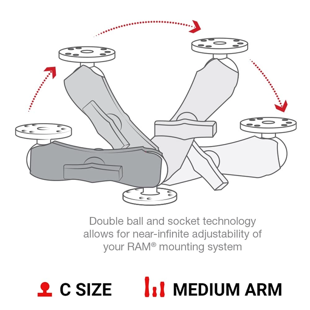 Double Ball Mount - Two Round Plates RAM-101U Medium Arm