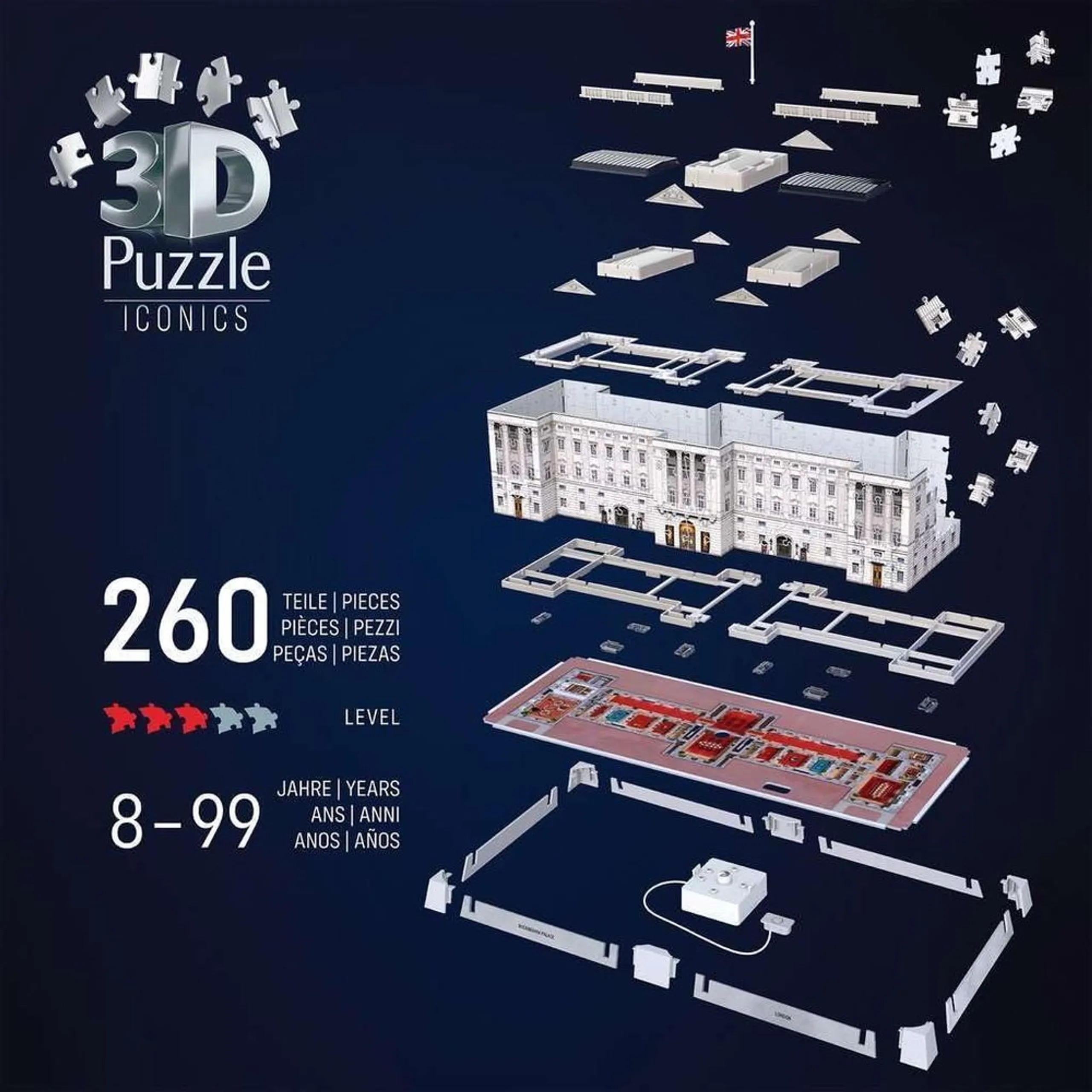 Buckingham Palace 3D Puzzle (622-12008031_2) - 260 pcs, LED