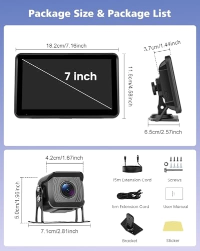 Car Rear View Camera + Digital Monitor - Night vision Wired 1080P
