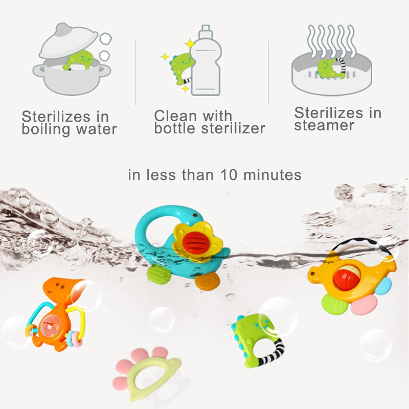 Dinosaur Rattles and Teethers - 5 Pcs 5 Stages