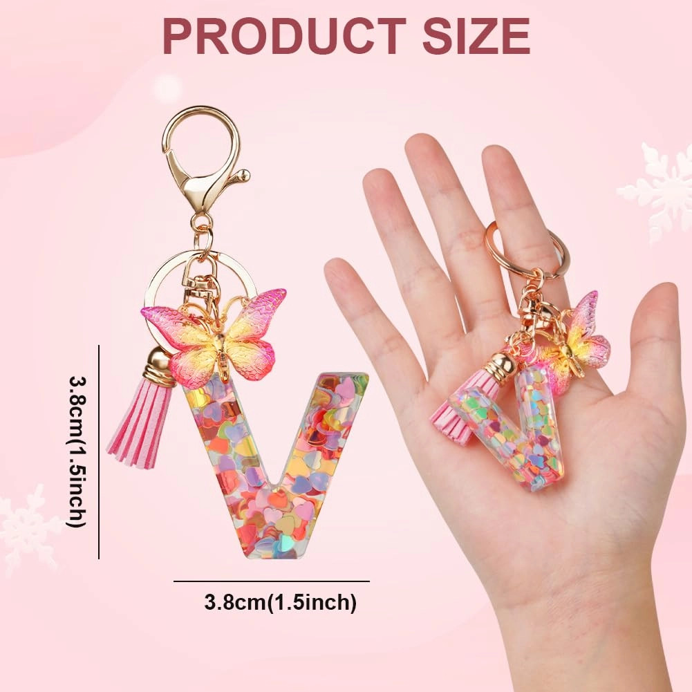 Initial Letter Keychain - Butterfly