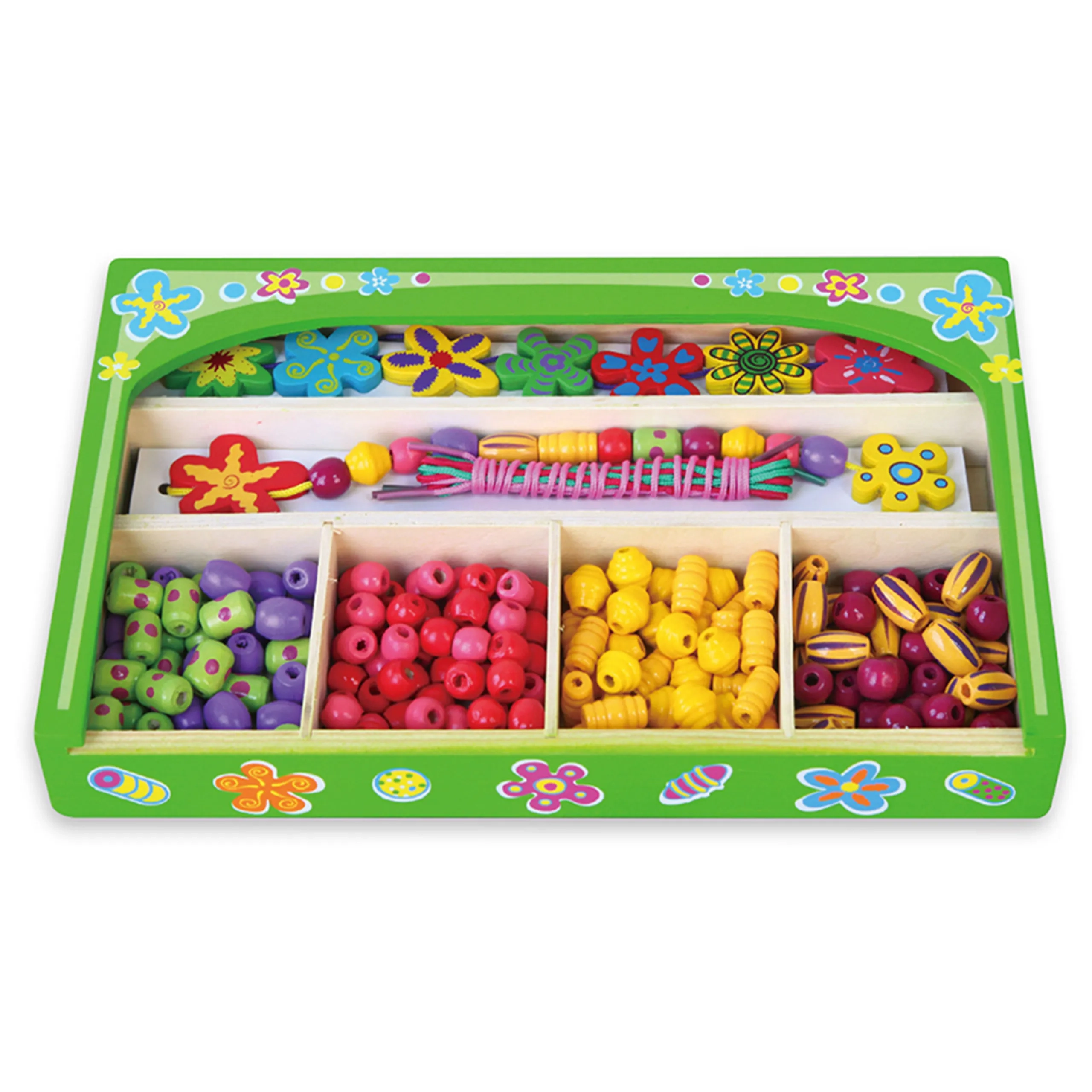 VIGA Making Necklace Flower - wooden beads Suitable for 3 years & above