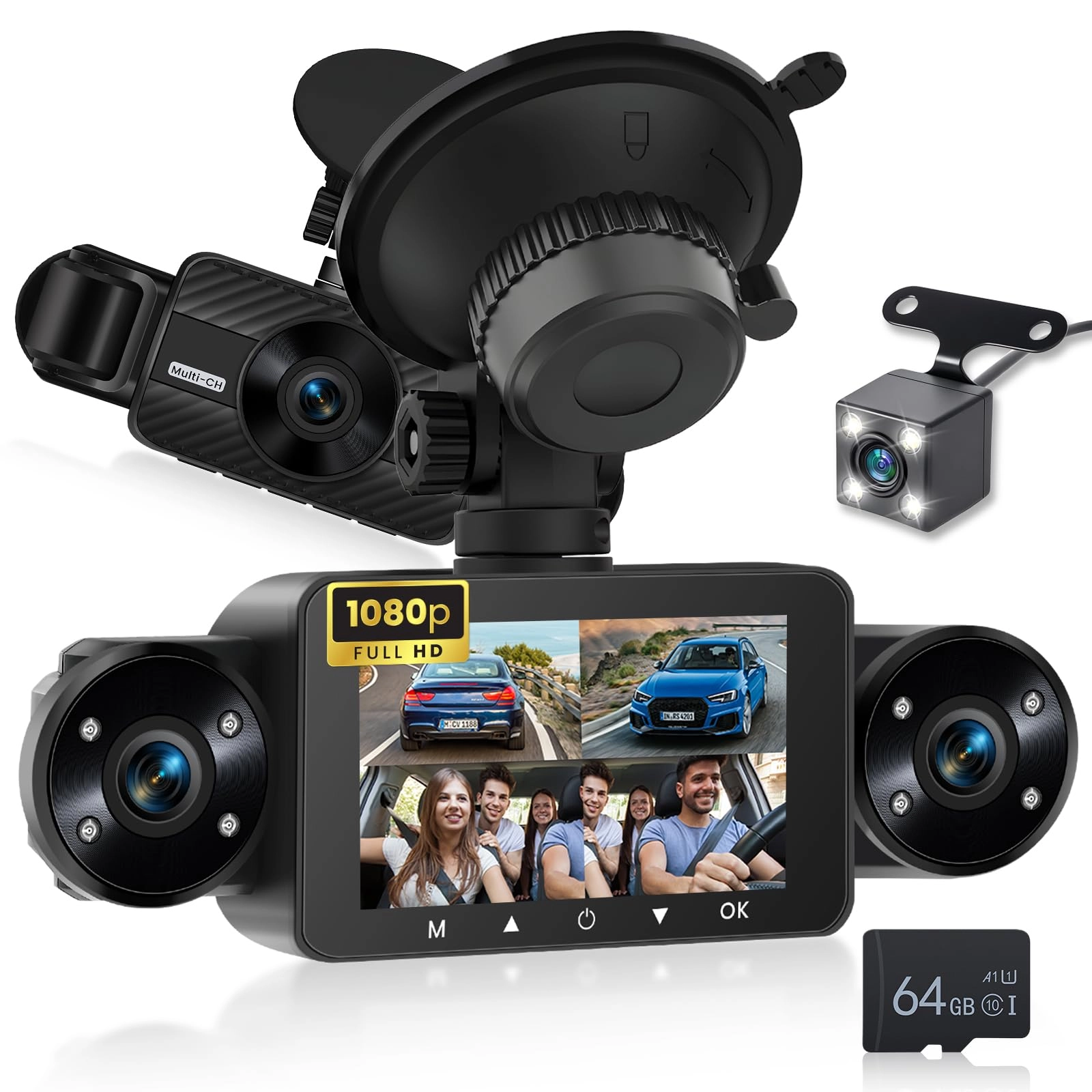 4 Channel Front and Rear Dash Cam - 1080P