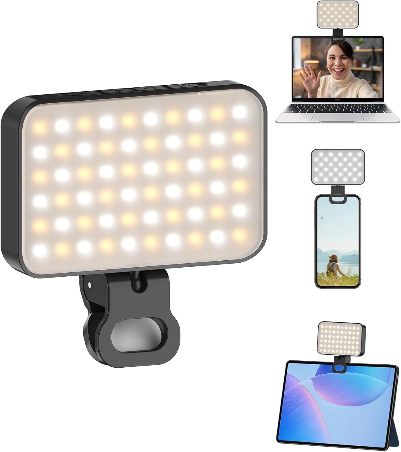 TONEOF Portable Phone Light - 2000mAh 60LED Rotatable Clip