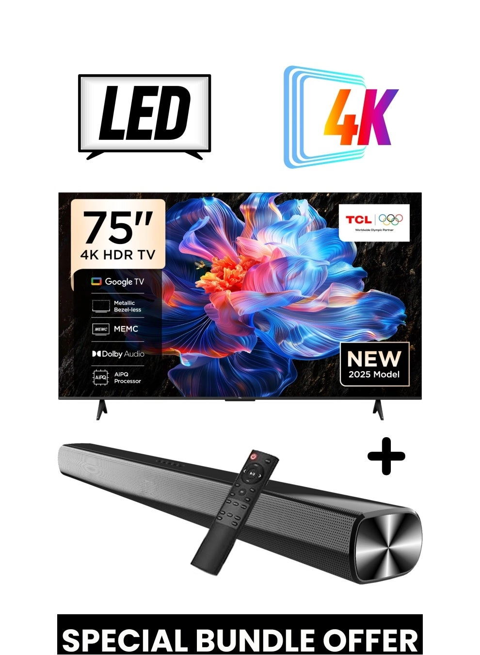 TCL 75P6K+SOUNDBAR - 75 in