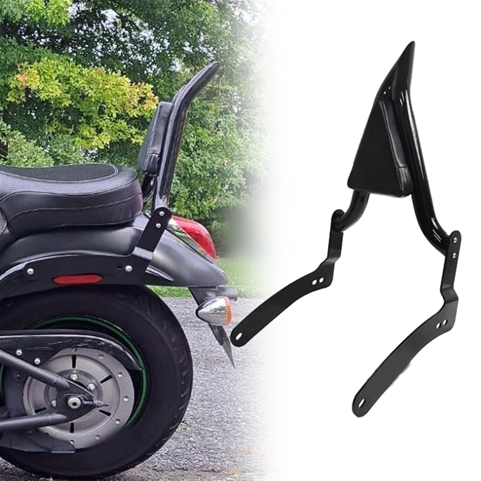 DCXXAN Passenger Back Rest - Kawasaki Vulcan 900 VN900 Classic/Custom Black
