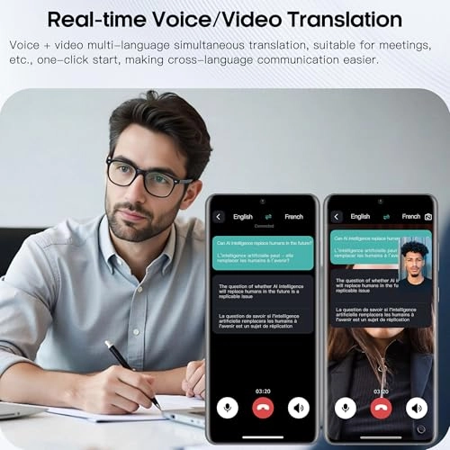 AI Translation Bluetooth Smart Glasses - 160+ Languages Bluetooth 6.0 Open Ear