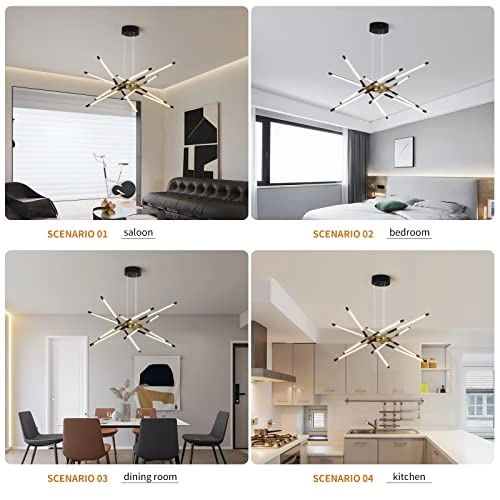 Modern Sputnik Chandeliers - 3000K-6000K Dimmable