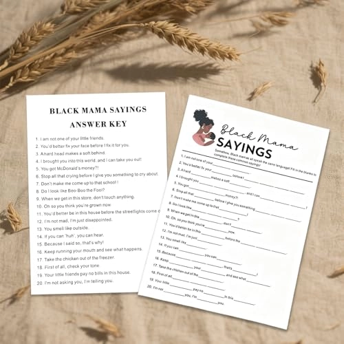 Black Mama Sayings Game Cards - English Adult 60 Pack