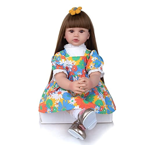 Reborn Baby Doll - 24 Inch Vinyl Cotton Body Pink Yarn Skirt Ages 3+