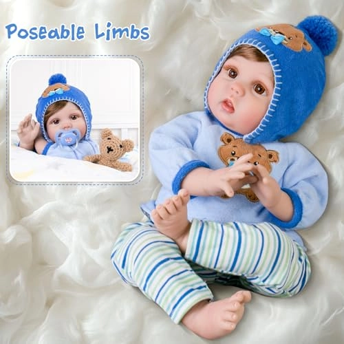 Reborn Baby Doll - 22 Inch Vinyl Boy Teddy Theme Ages 3+