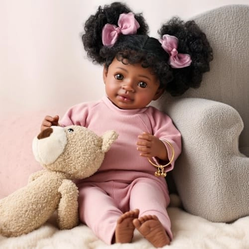 Reborn Baby Doll - 20 Inch Soft Cloth Body Black Girl Ages 3+