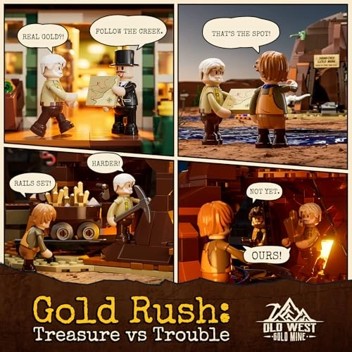 Wild West Gold Mine Lighting Building-Bricks Set - 658 pcs