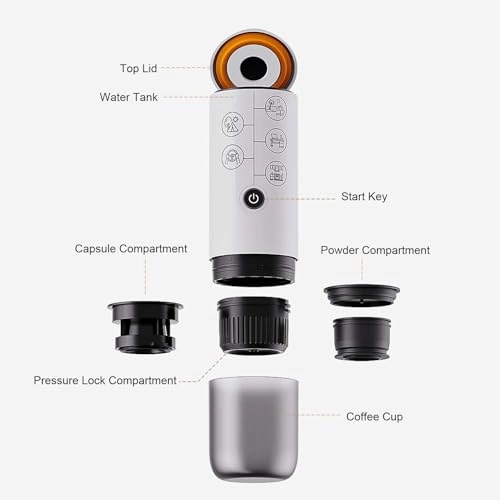 Compact Portable Coffee Machine - 120ml Ground Coffee & Capsules