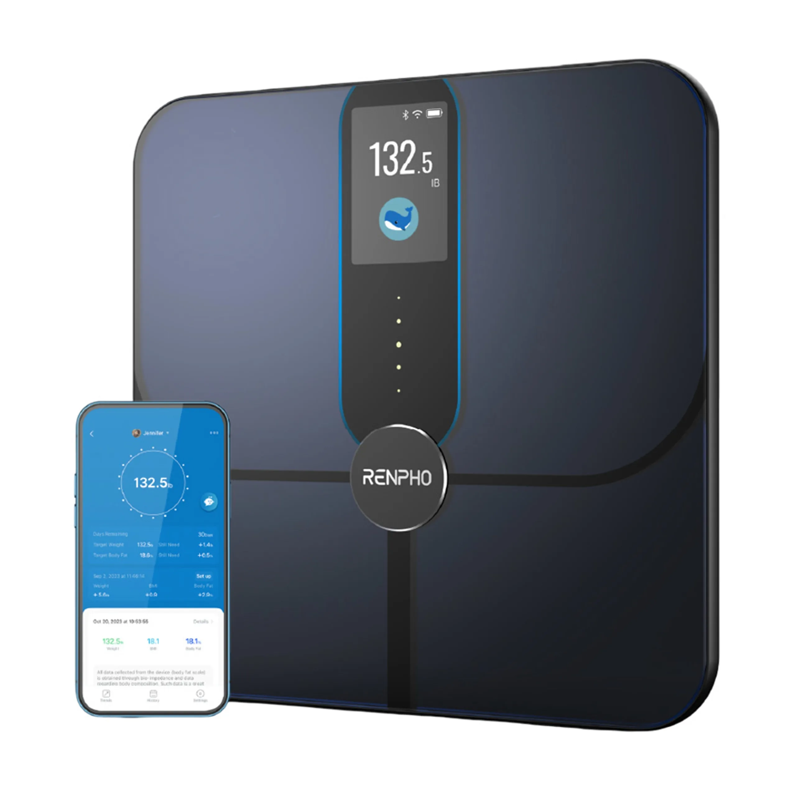 Renpho Smart Scale Body Composition Scale - 18 Metrics TFT LCD Rechargeable