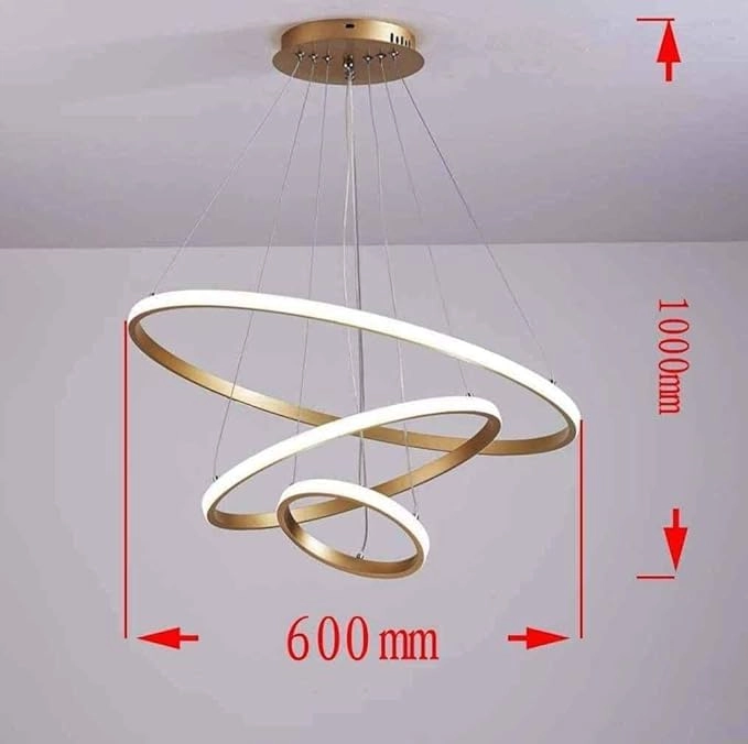 Golden 3 Ring LED Chandelier - 3 Color in one (WamWhite/Natural White/White)