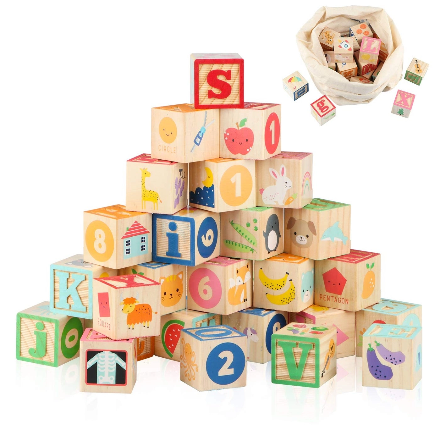 ABC Wooden Blocks Cart - 36 months - 6 years 30 pieces