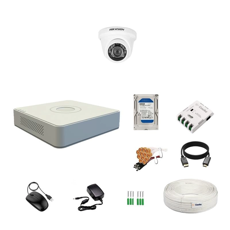 Turbo HD DVR - 4 channels + Outdoor Dual Light Camera - 2 MP + HDD - 500 GB + Power Supply + Cable + BNC/DC Set