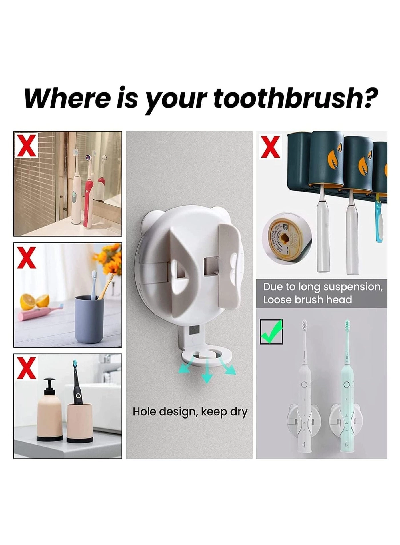 Toothbrush Holders - 2 Wall Mounted