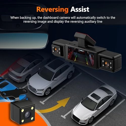4 Channel Dash Cam Rear View Mirror - 1080P 30FPS + 64GB TF Card