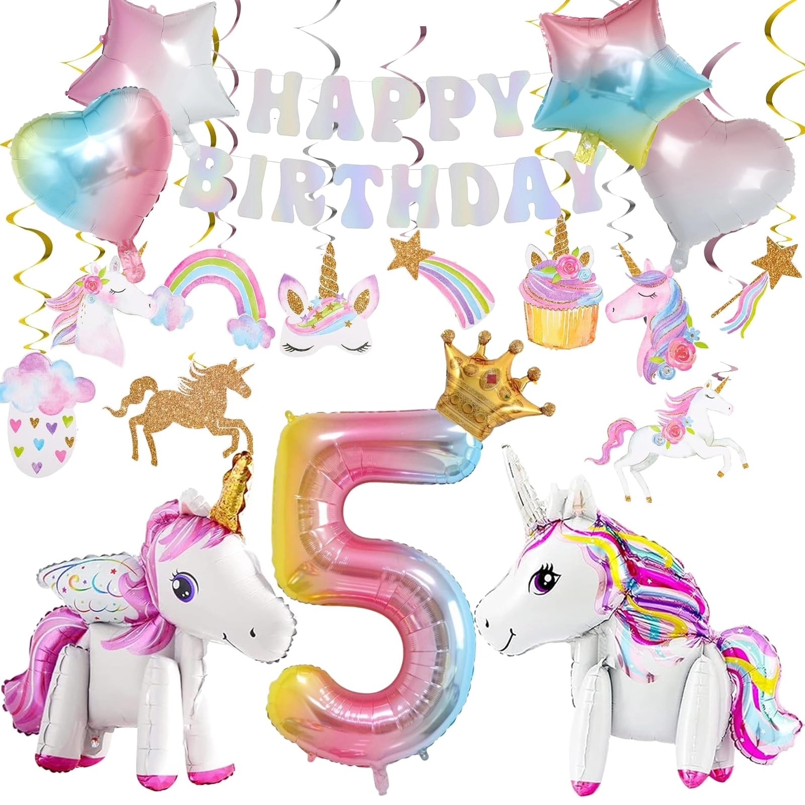 juivesia Unicorn birthday decorations - 10.0 Count Birthday